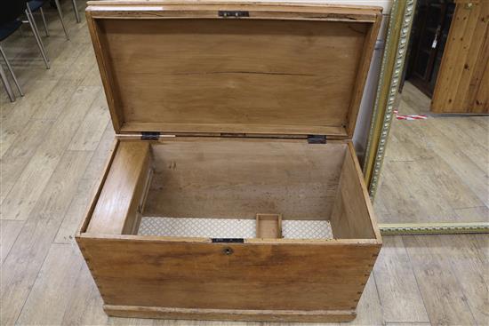 A 19th century pine blanket box W.105cm